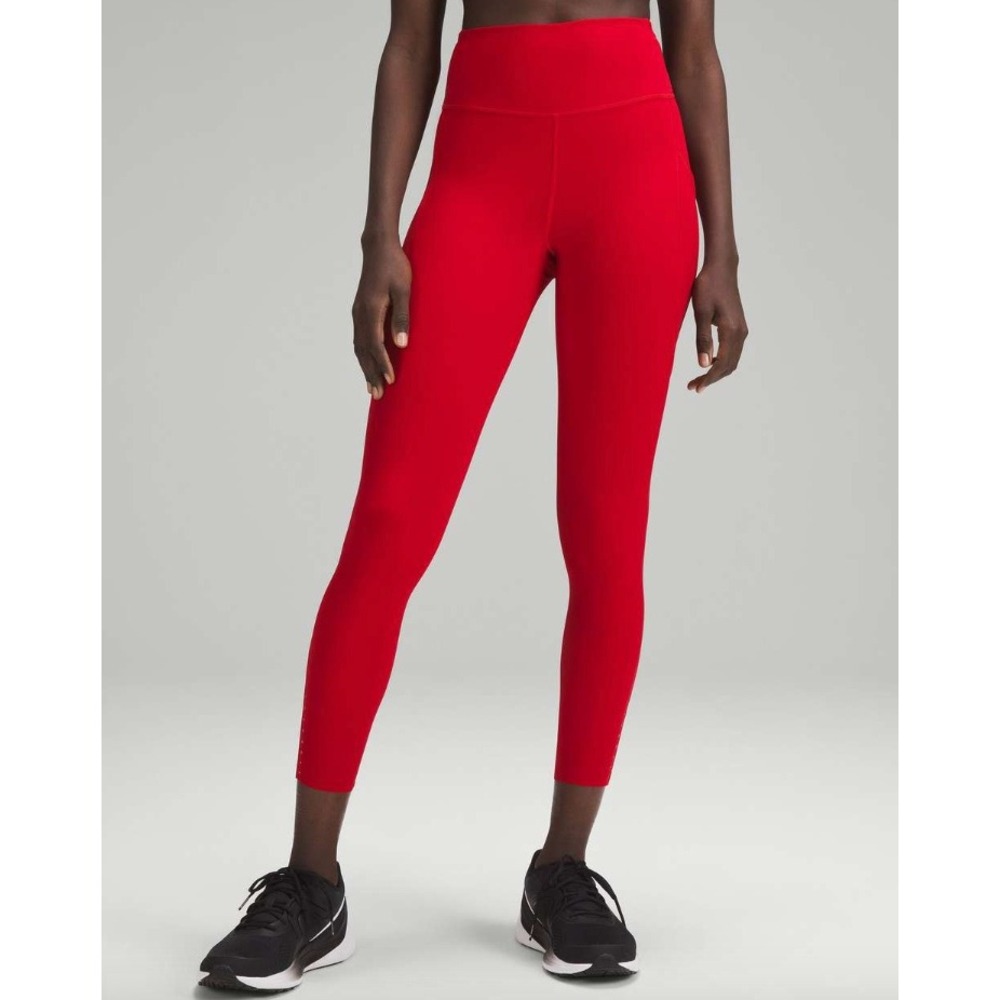 Lululemon Womens Fast and Free High-Rise Tight 25" Pockets 4 Red Updated LW5FARS